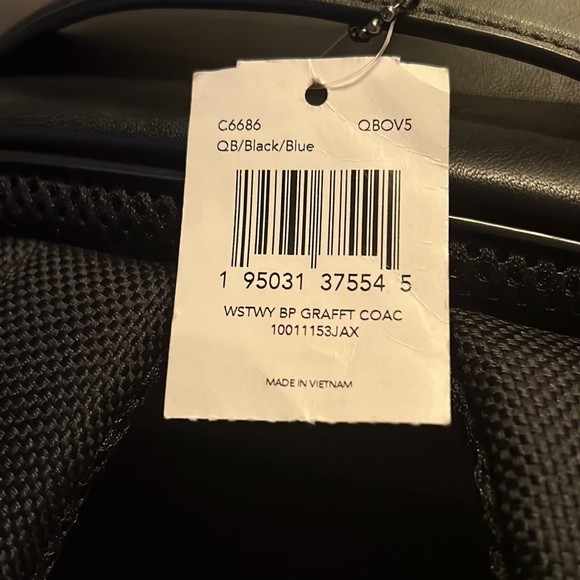 Coach (C6686) Westway Medium Black Smooth Leather Graffiti Logo Backpack BookBag - Picture 3 of 4